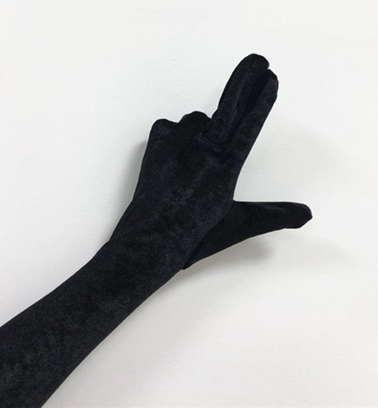 Women's 53cm long party gloves: flexible and wonderful flame velvet mittens ;)