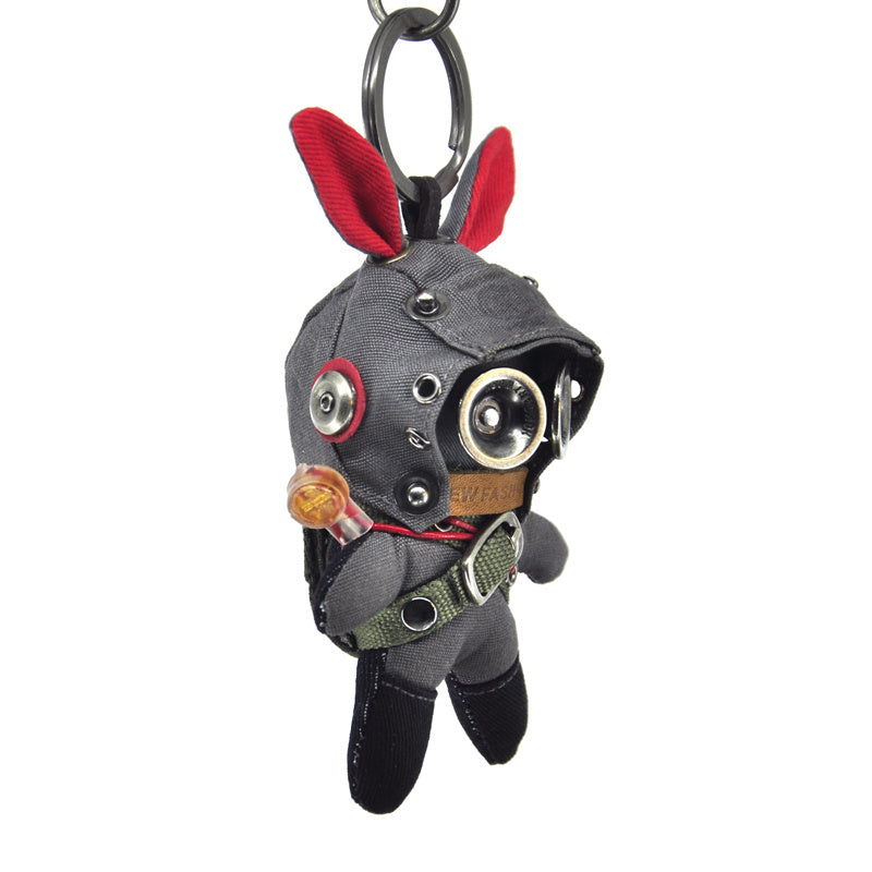 Original Personality Creative Military Uniform Series Rabbit Doll Steampunk Style Bag Key Pendant