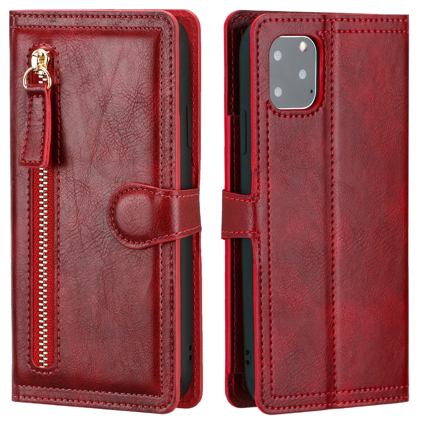 Zipper Buckle Leather Case Phone Case Sticker Wallet