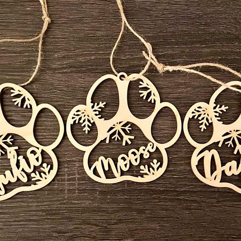 edit ite - dog footprint Christmas ornament