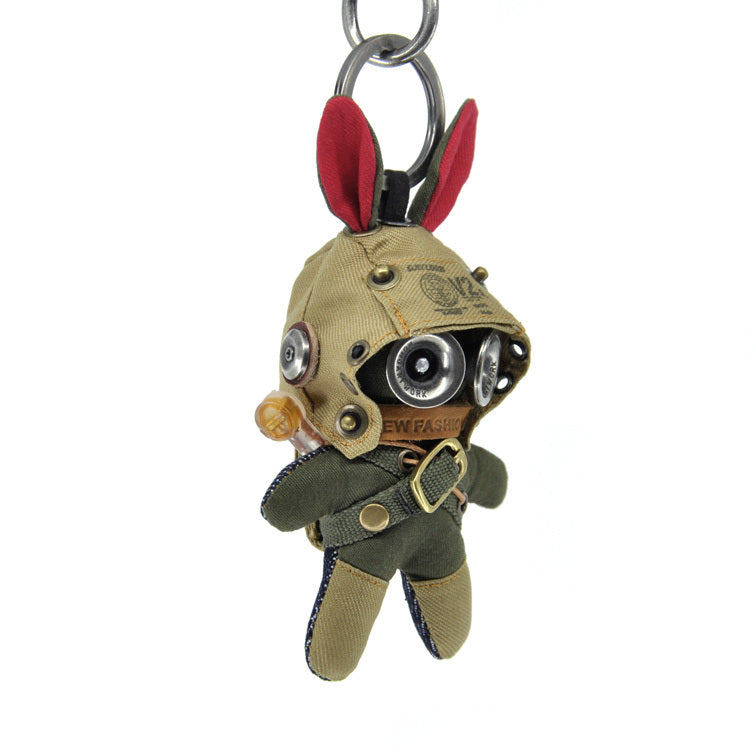 Original Personality Creative Military Uniform Series Rabbit Doll Steampunk Style Bag Key Pendant