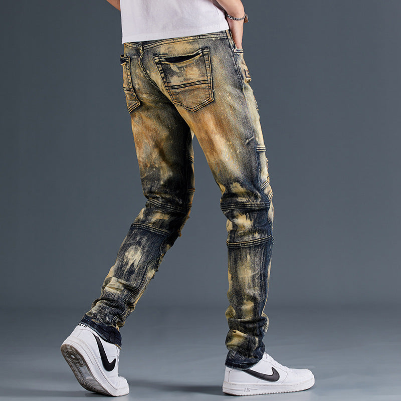 Fashion Craft Draping Biker Denim Trousers