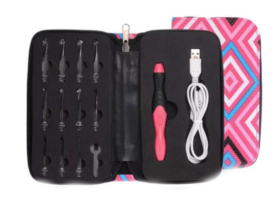Rechargeable Light Crochet Hook With Interchangeable Head Knitting Needle Set käsityöpaketti  led virkkuukoukut