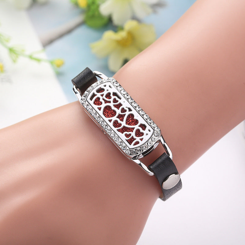 Leather Adjustable Geometry Rectangle Couple Bracelet Removable Aromatherapy Bracelet