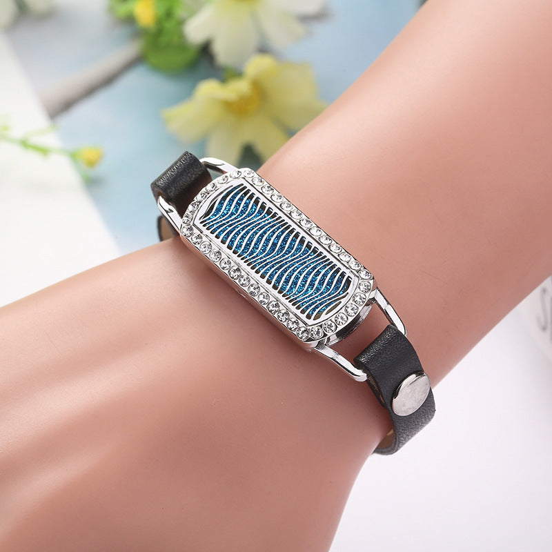 Leather Adjustable Geometry Rectangle Couple Bracelet Removable Aromatherapy Bracelet