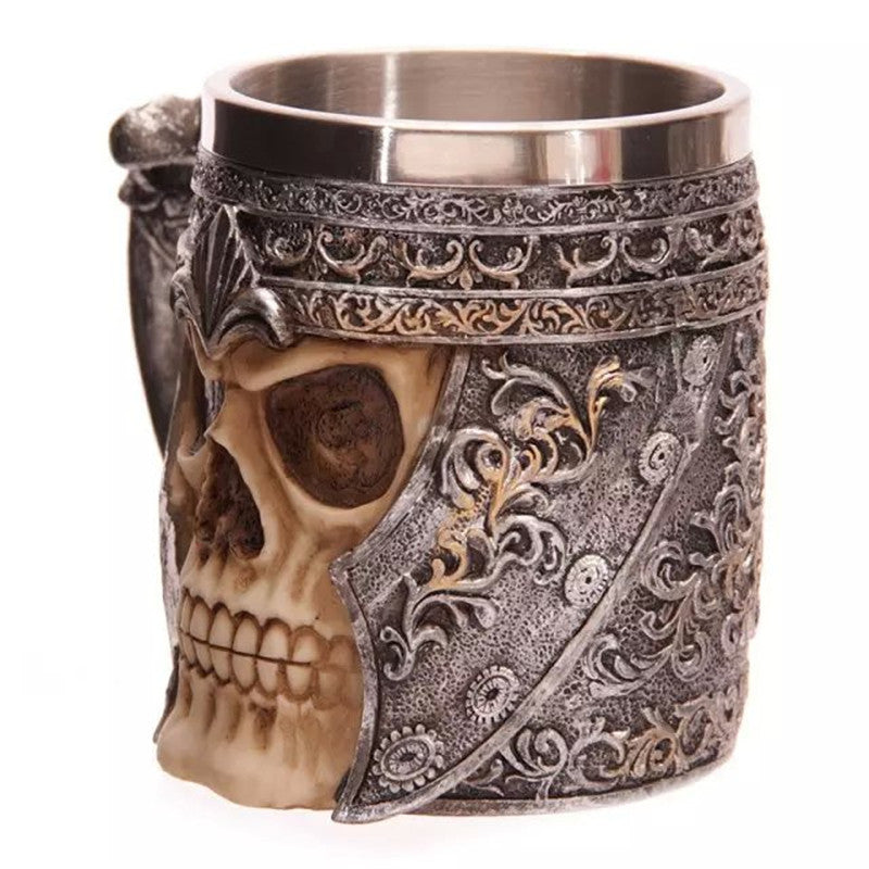 Creative Stainless Steel Resin 3d Skull Knight Mug