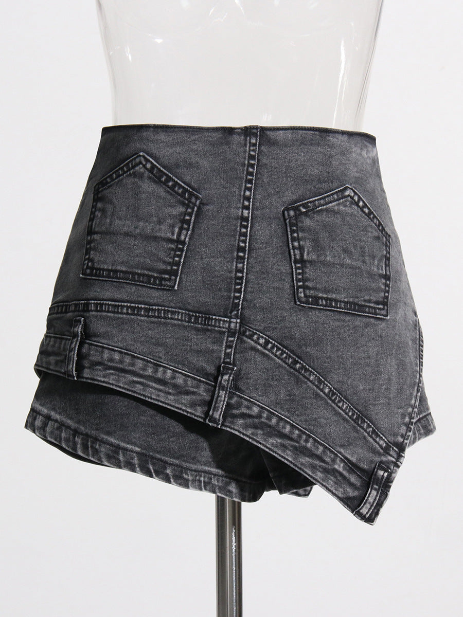 Personalized Women's Denim Stitching Shorts