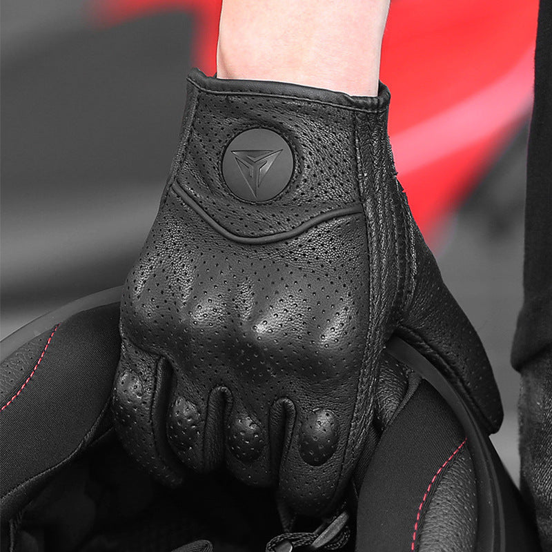 Motorbike  Men's And Women's Leather Carbon Cycling Gloves