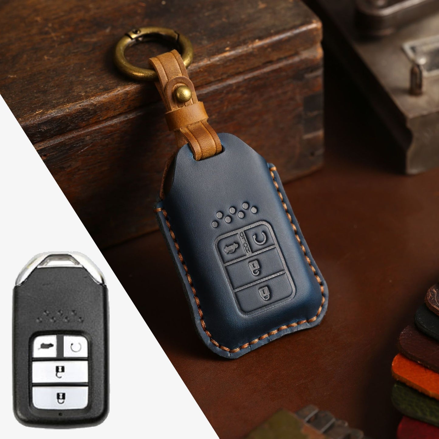 Full Leather Car Key Case Cowhide