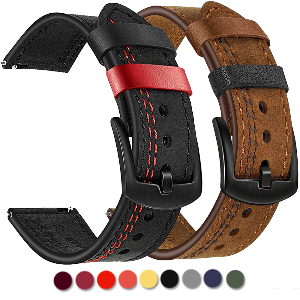 Grained Leather Strap For Quick Release Hand Made Retro