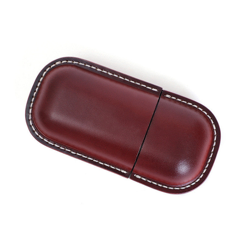 Vintage Handmade Leather Creative Capsule Portable Glasses Case