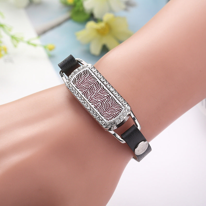 Leather Adjustable Geometry Rectangle Couple Bracelet Removable Aromatherapy Bracelet