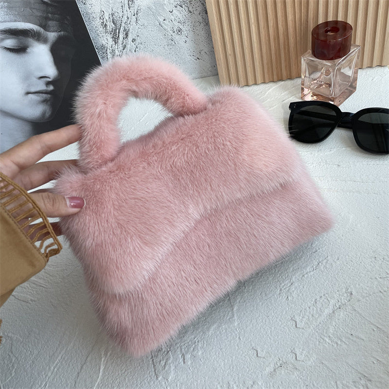 Women's Mink Fur Hourglass Wrapped Fur Clutch