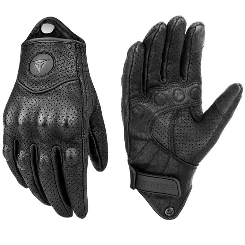 Motorbike  Men's And Women's Leather Carbon Cycling Gloves