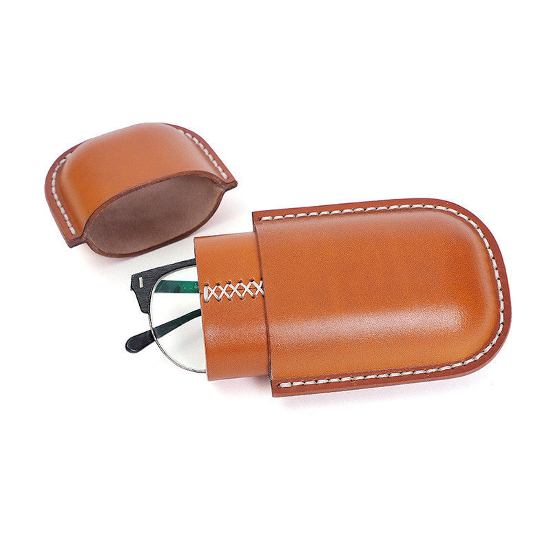 Vintage Handmade Leather Creative Capsule Portable Glasses Case