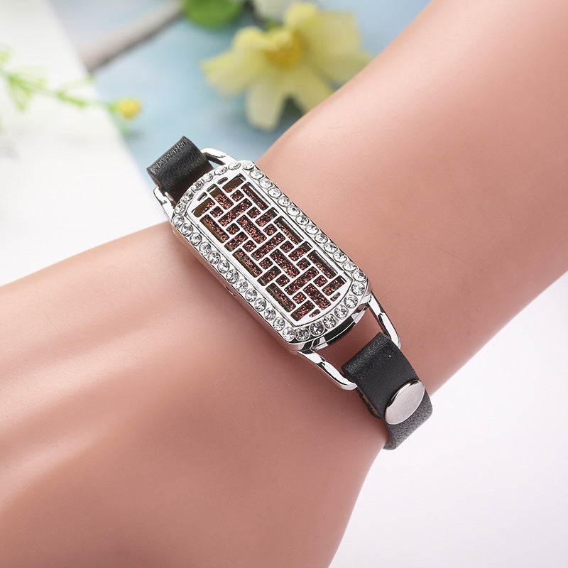 Leather Adjustable Geometry Rectangle Couple Bracelet Removable Aromatherapy Bracelet