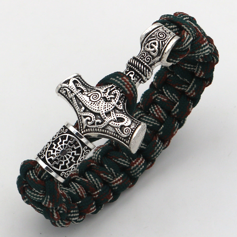 Viking Hammer Runavin Beads Camouflage Bracelet