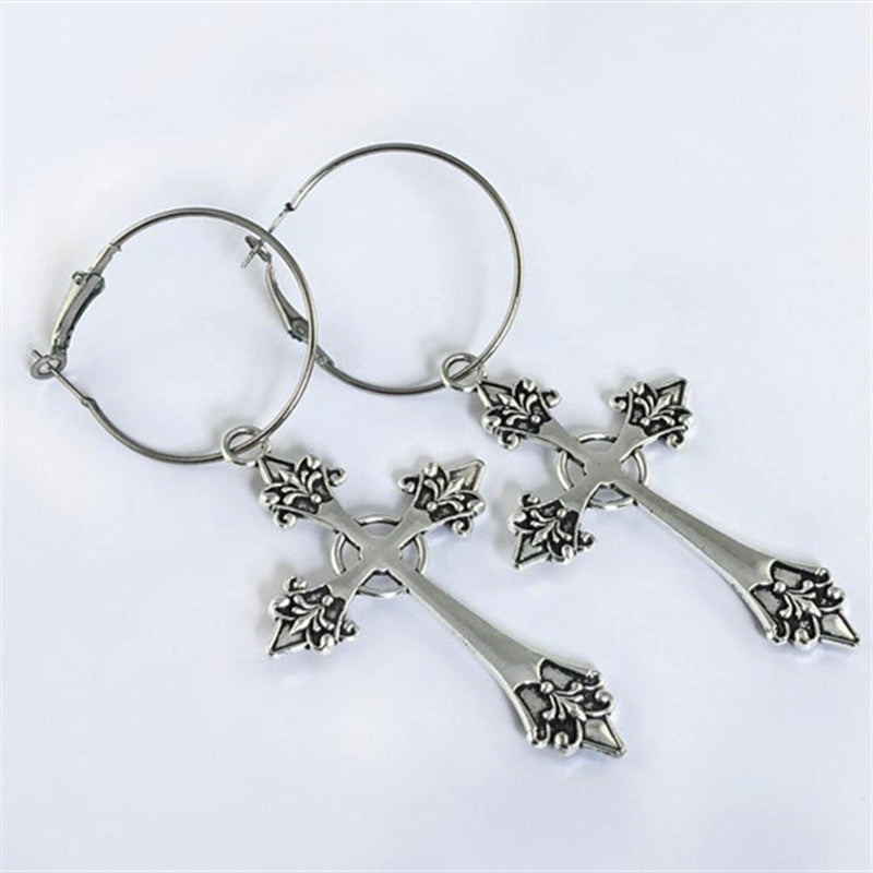 Gothic Dark Angel Cross Alloy Earrings