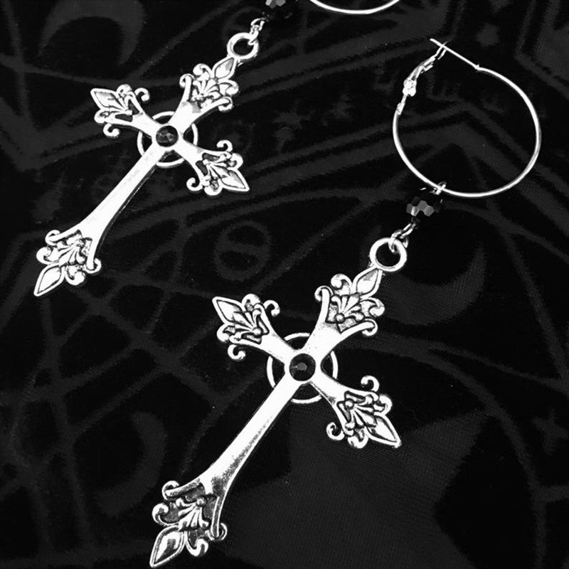 Gothic Dark Angel Cross Alloy Earrings