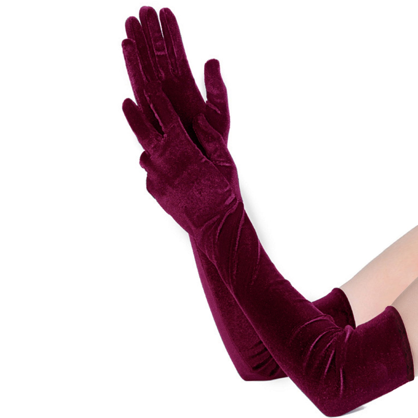 Women's 53cm long party gloves: flexible and wonderful flame velvet mittens ;)