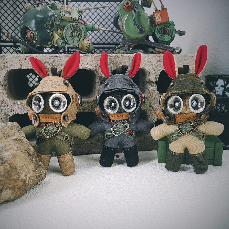 Original Personality Creative Military Uniform Series Rabbit Doll Steampunk Style Bag Key Pendant