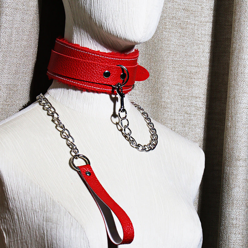 Ladies Leather Tie Necklace Bondage Cosplay Collar Party