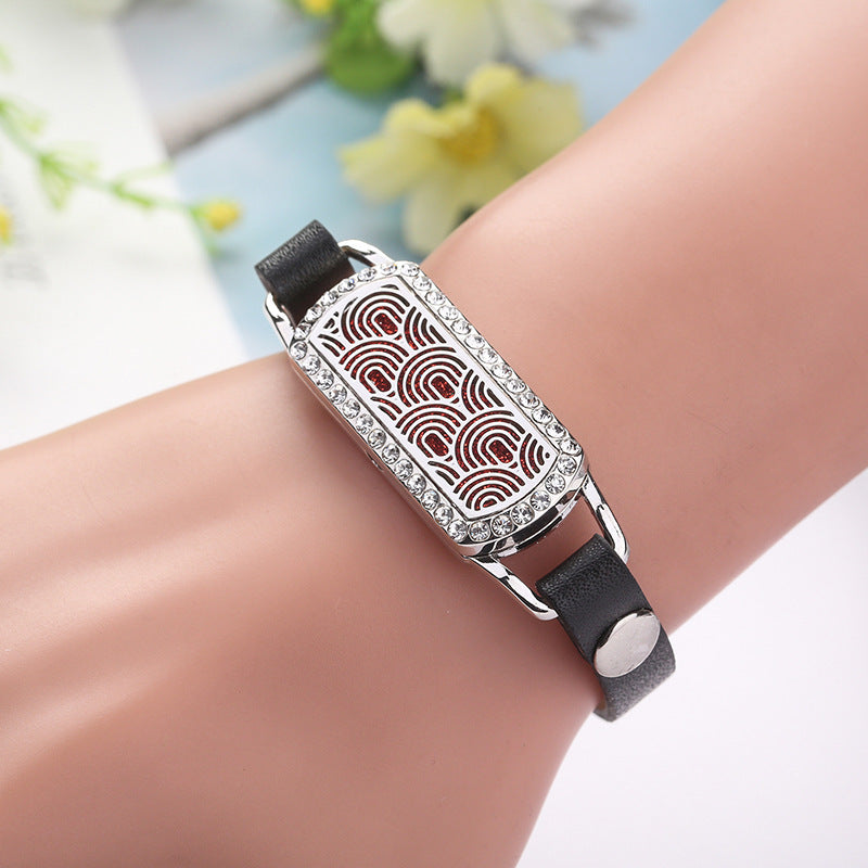 Leather Adjustable Geometry Rectangle Couple Bracelet Removable Aromatherapy Bracelet