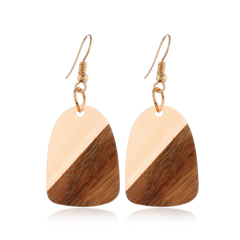 Vintage Resin Splicing Wood Earrings