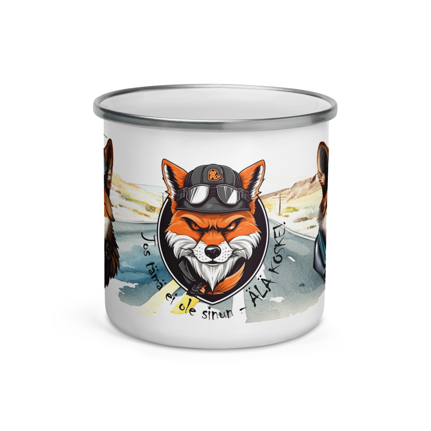 Enamel mug - biker cat