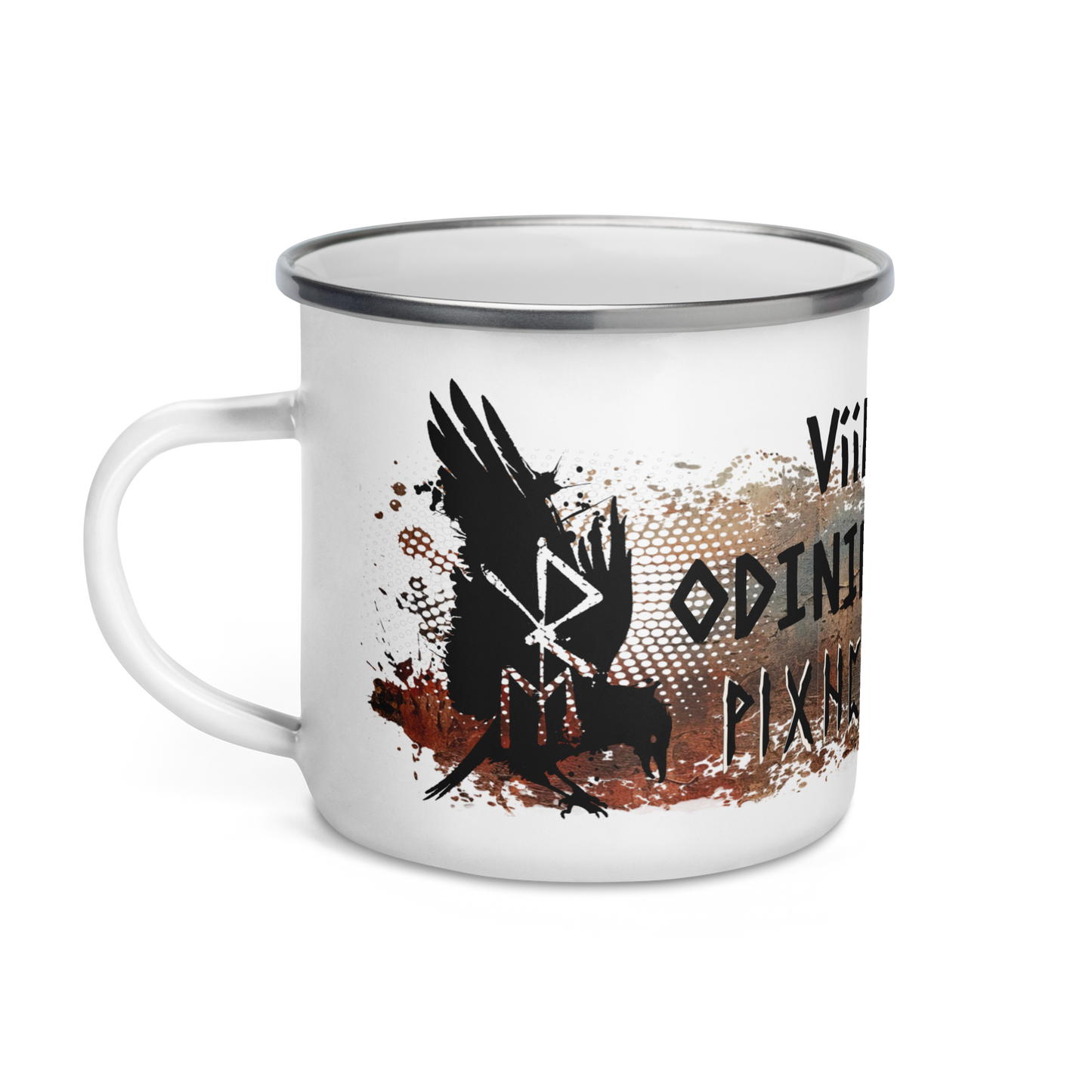 Enamel mug - Hugi and Muni's ravens