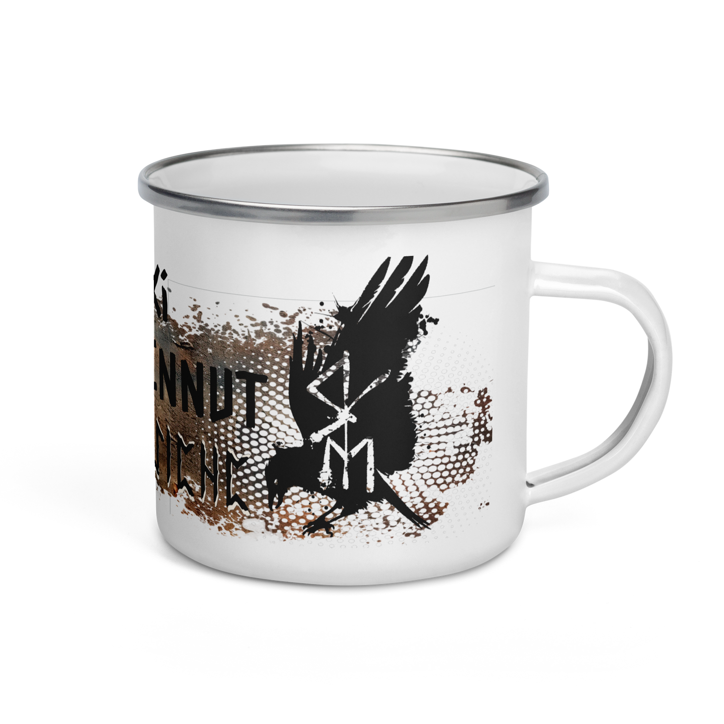 Enamel mug - Hugi and Muni's ravens