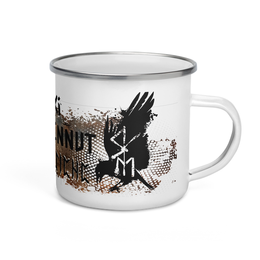 Enamel mug - Hugi and Muni's ravens