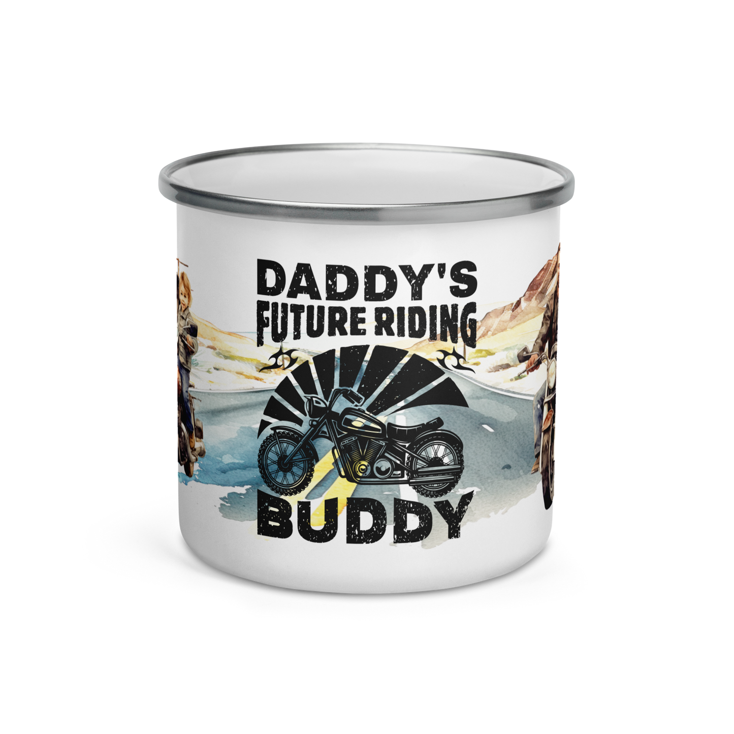 Enamel Mug - daddys future bike buddy