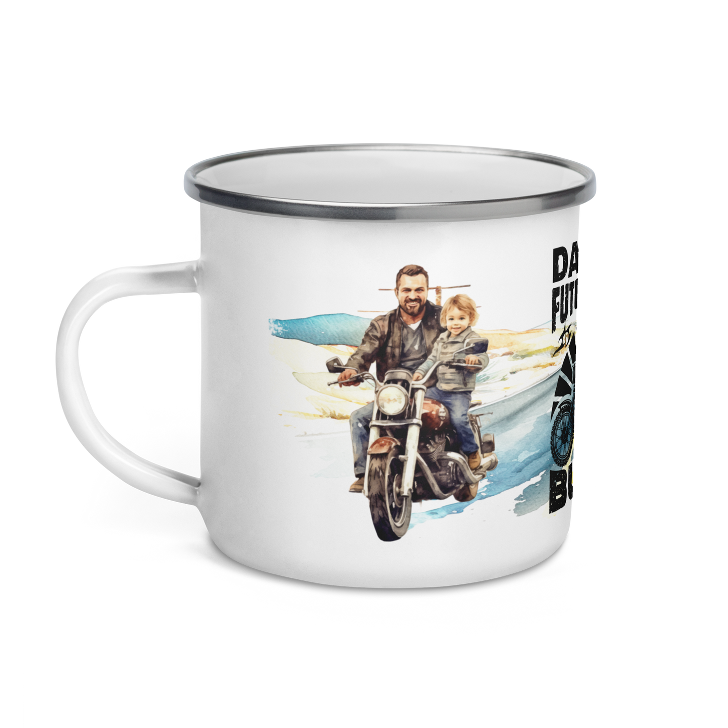 Enamel Mug - daddys future bike buddy