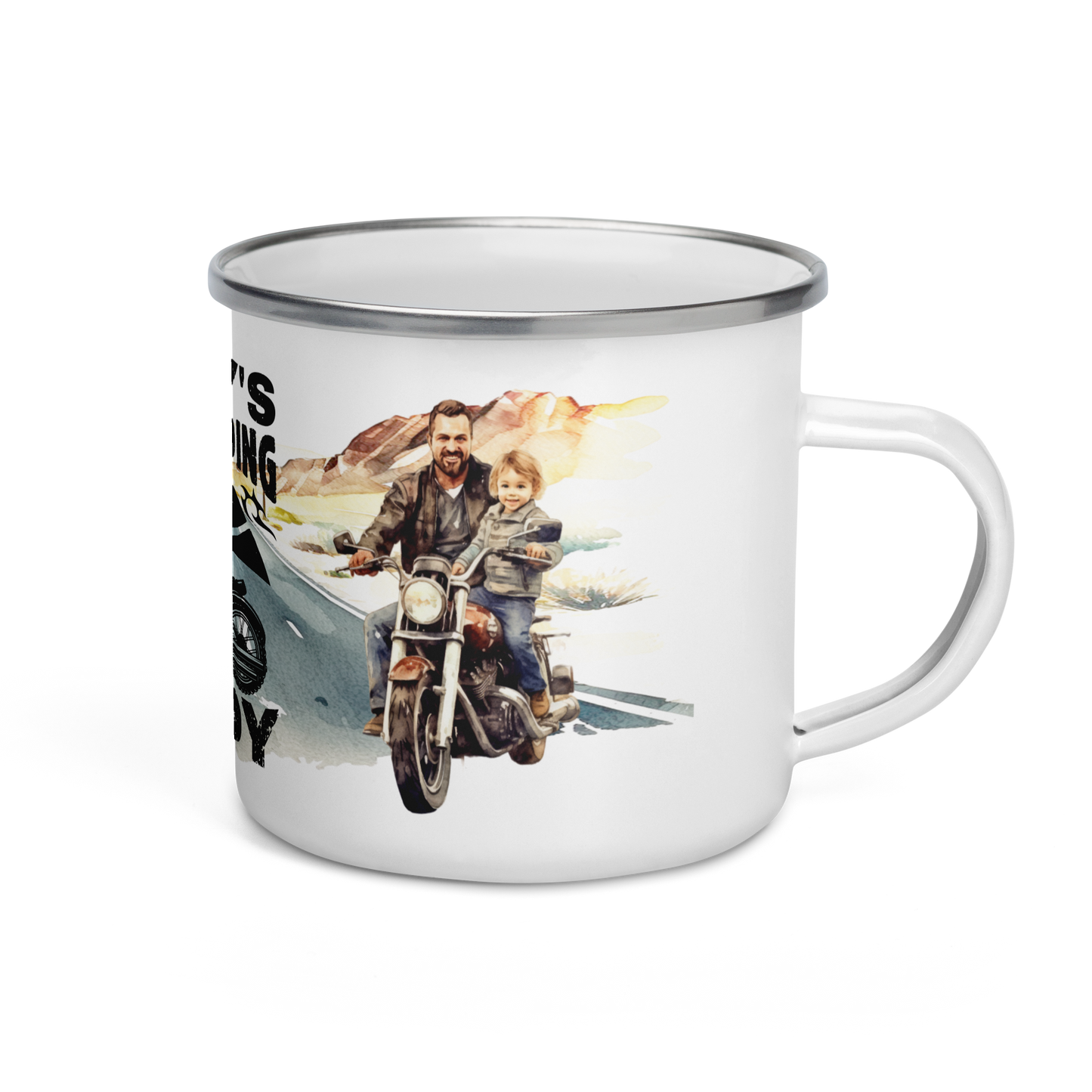 Enamel Mug - daddys future bike buddy