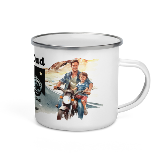 Enamel mug - biker dad, cooler