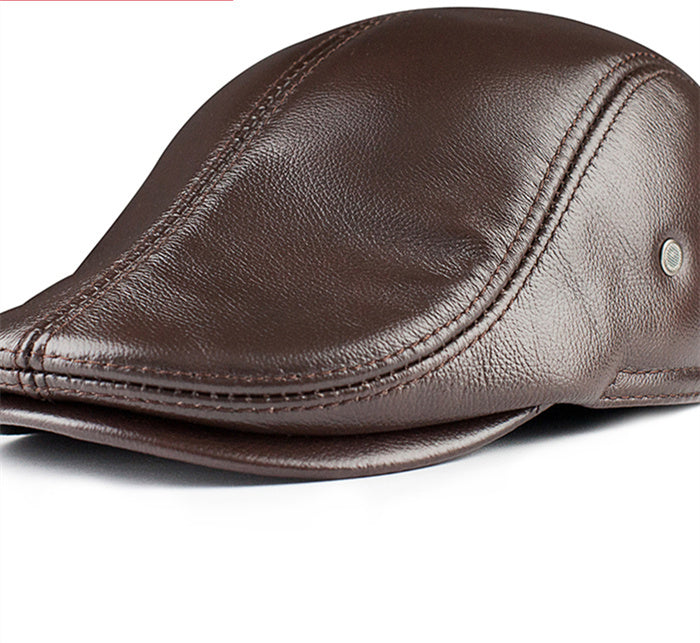 Top Layer Cowhide Hat Men's Leather Winter