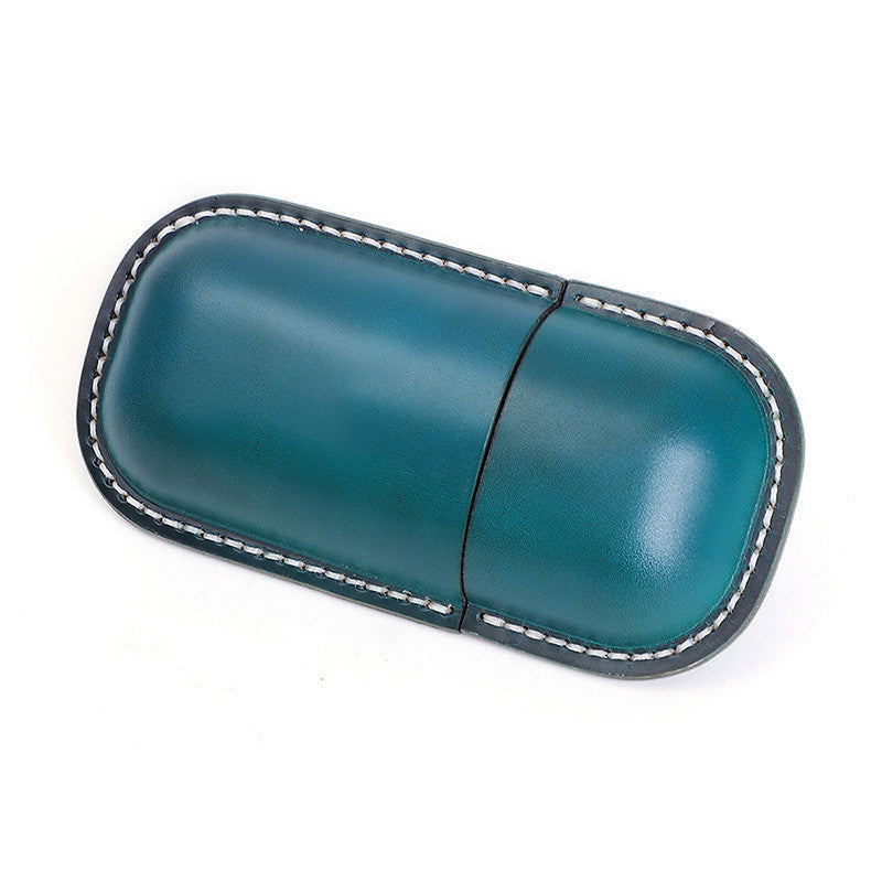 Vintage Handmade Leather Creative Capsule Portable Glasses Case