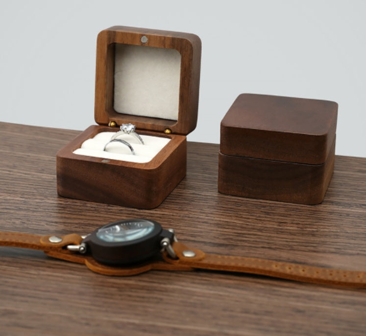 Portable Travel Ring Wooden Storage Box