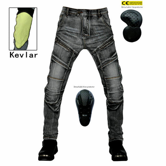 Kevlar Motorcycle Jeans Men'S High-Elastic Motorcycle Riding Knight Pants Racing Pants