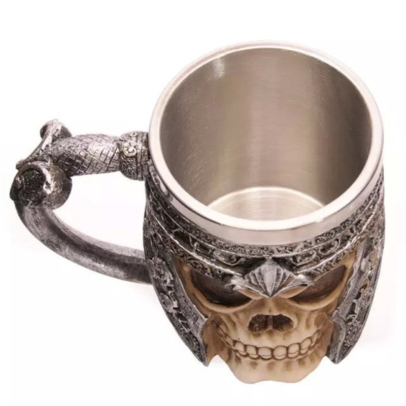 Creative Stainless Steel Resin 3d Skull Knight Mug