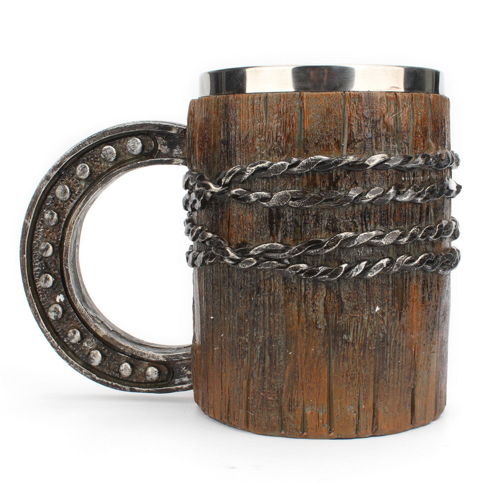 New Creative Simulation Horseshoe Handle Mug Resin Stainless Steel Trend Home Office Daily Use