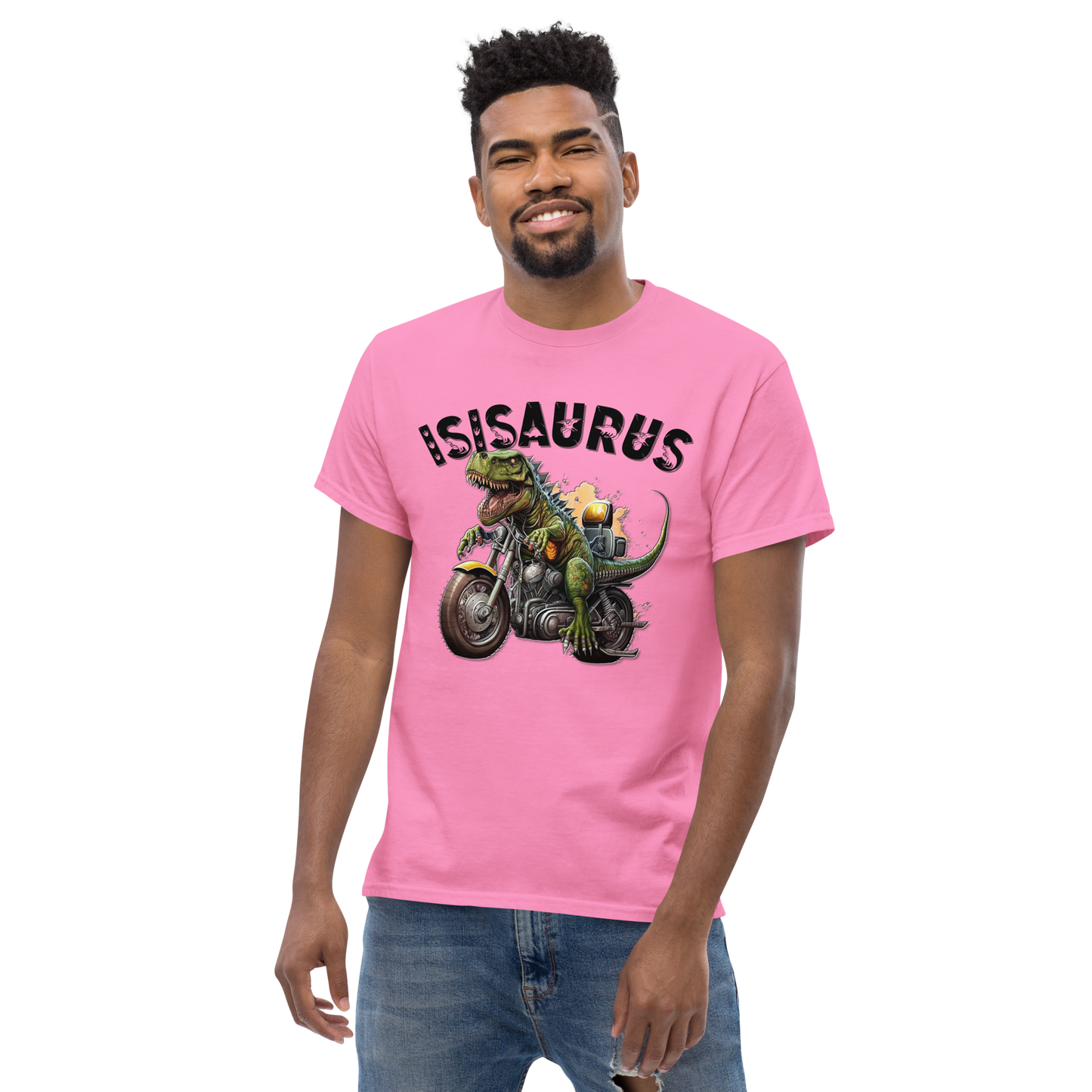 Men's t-shirt - isisaurus biker