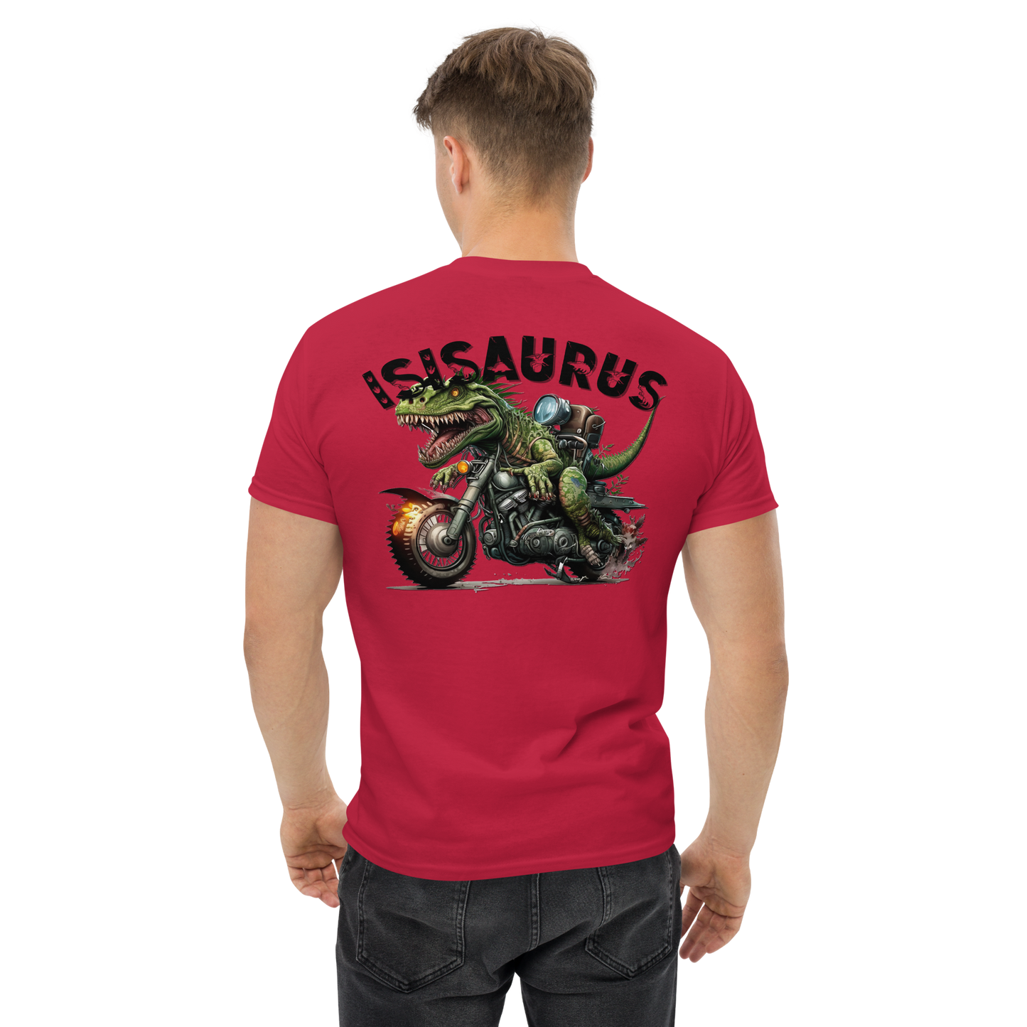 Men's t-shirt - isisaurus biker