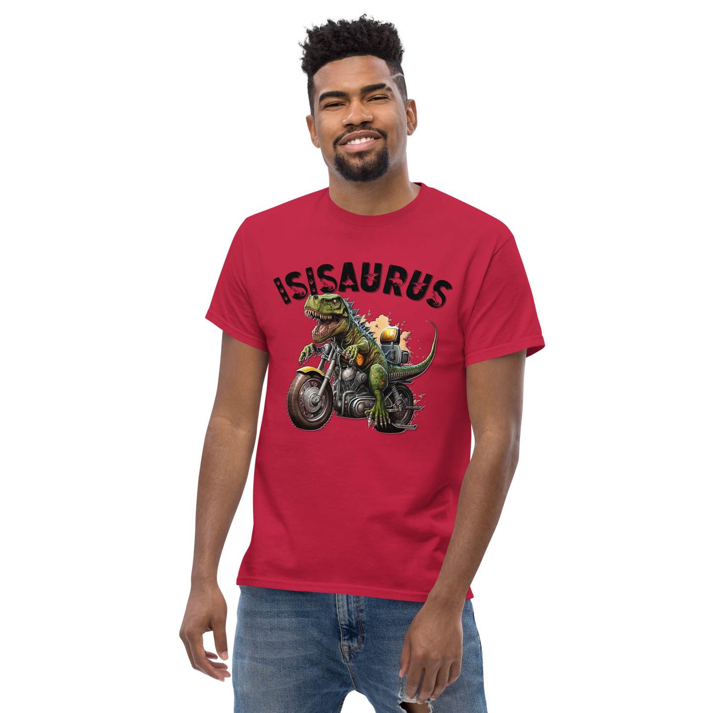 Men's t-shirt - isisaurus biker