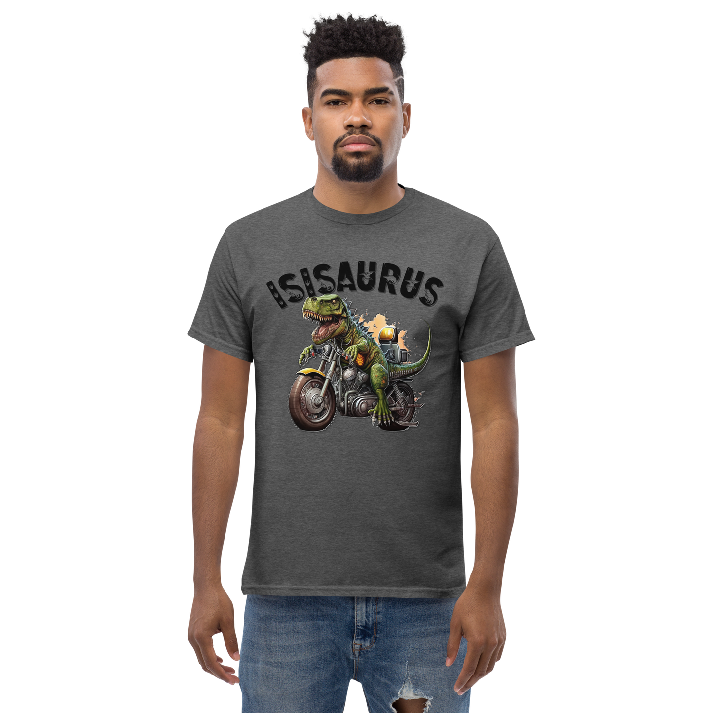 Men's t-shirt - isisaurus biker