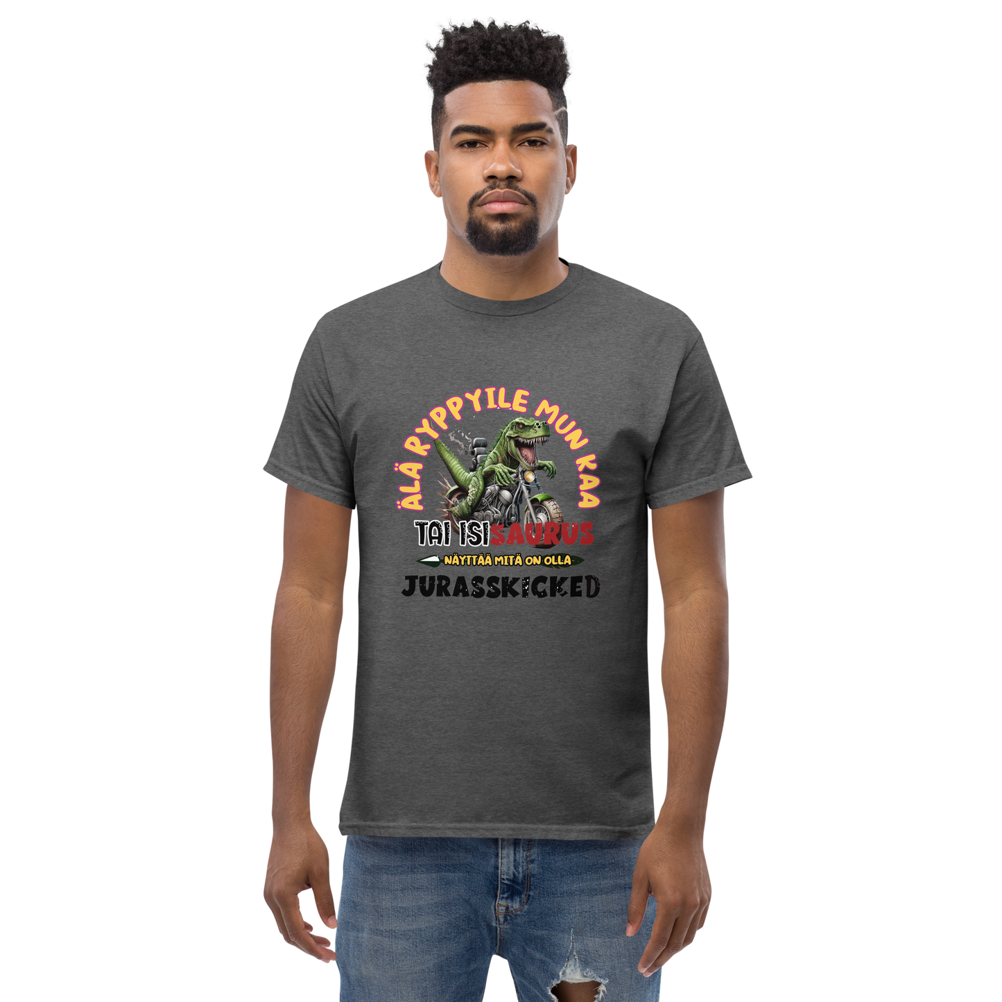 Men's t-shirt - isisaurus biker don't wrinkle