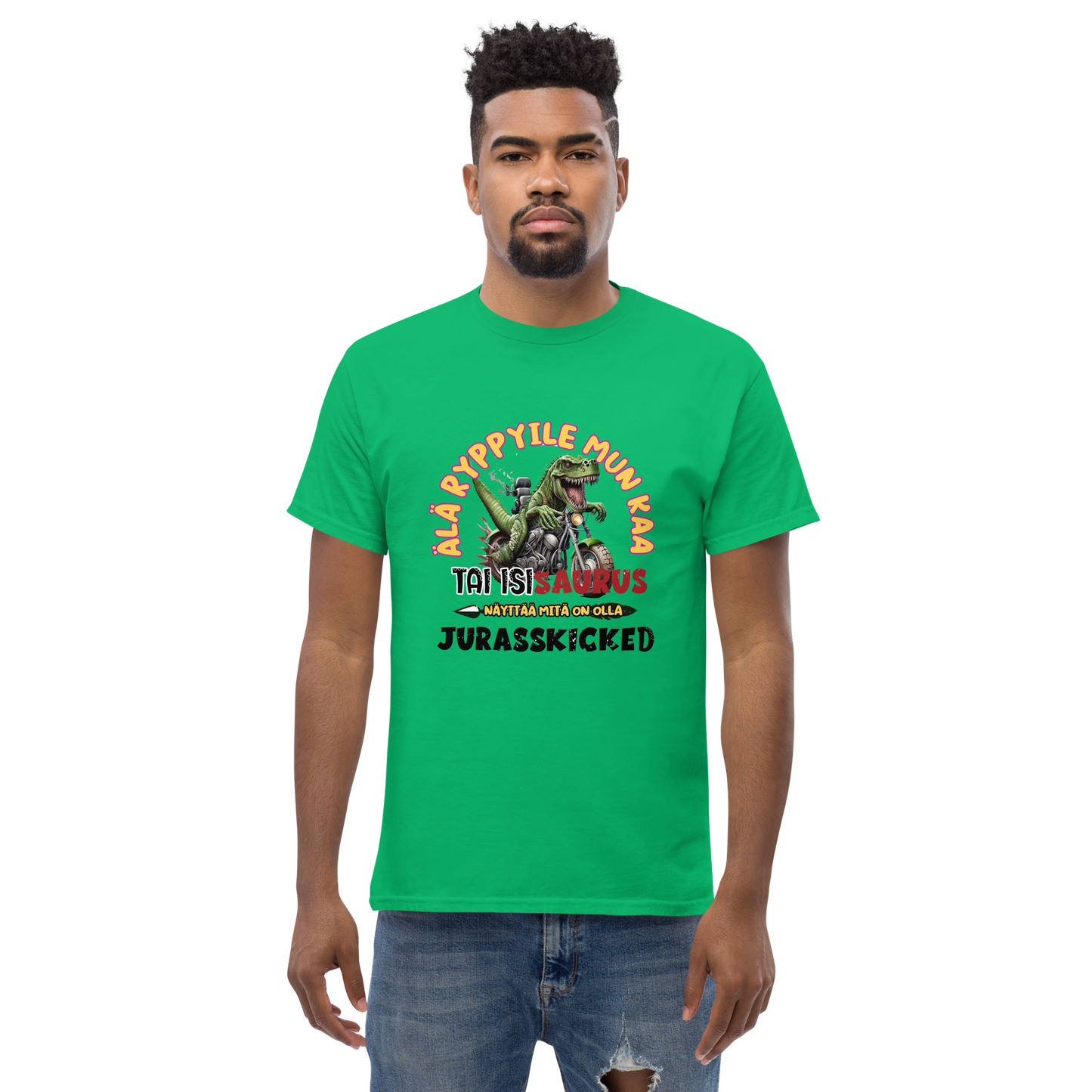 Men's t-shirt - isisaurus biker don't wrinkle