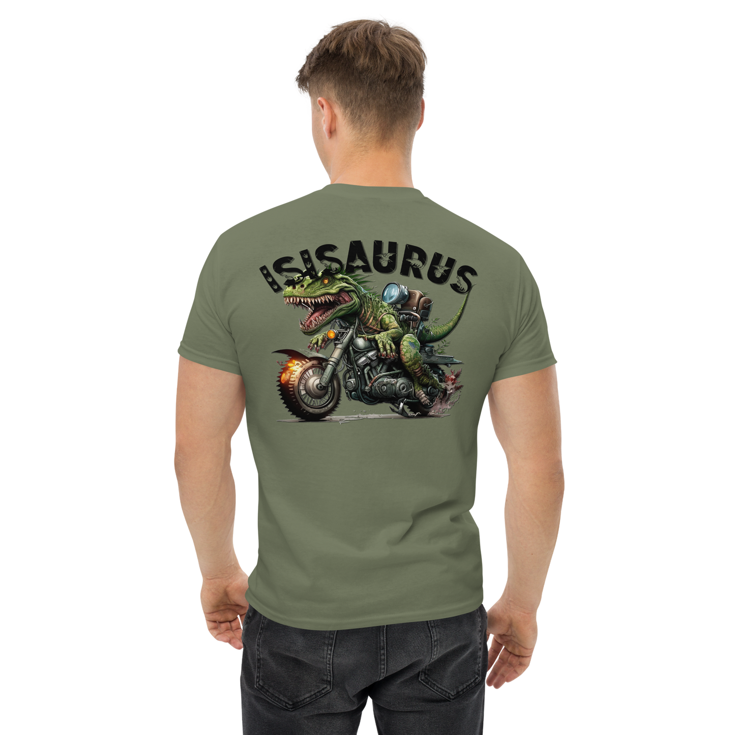 Men's t-shirt - isisaurus biker