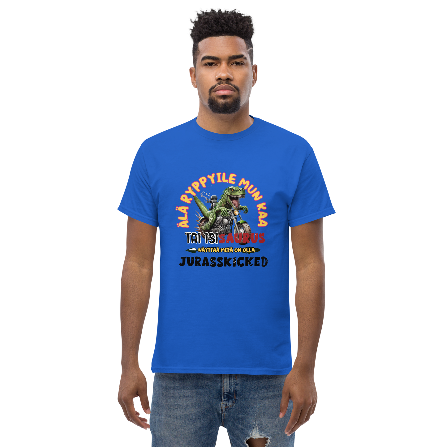 Men's t-shirt - isisaurus biker don't wrinkle